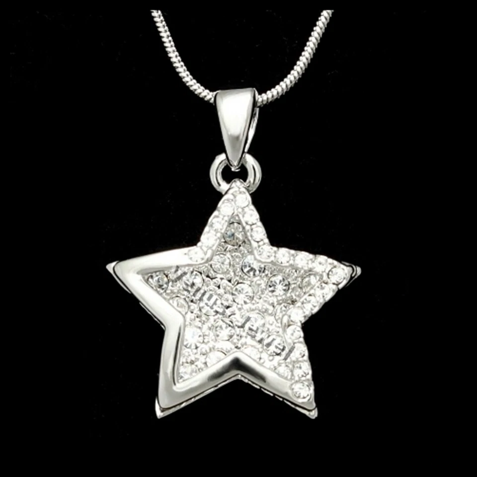 Collar colgante estrella cristal estrás transparente P107 Foto 1 de 4