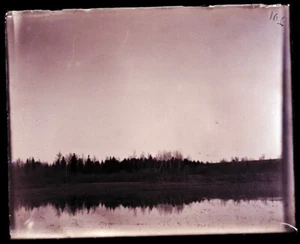 ONE EARLY 1900s ANTIQUE GLASS NEGATIVE, NEWPORT, ME, "LAKE AND TREES VIEW". #2 - Picture 1 of 2