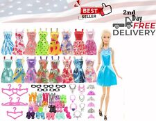 32 pcs Barbie Clothes Doll Fashion Wear Clothing outfits Dress up Gown Shoes Lot