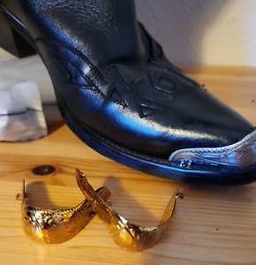 New Shiny Gold Western Cowboy Boot Tips Toe Plates Guards for Pointy Toed Boot