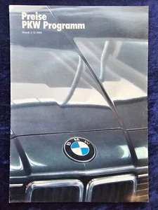 BMW Preisliste PKW Programm 12.1985, Mj 1986 alle Modelle - Bild 1 von 2