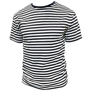 Russian NAVY Marines Style Telnyashka Dark Blue Striped T-Shirt Short Sleeve Top - Picture 1 of 6