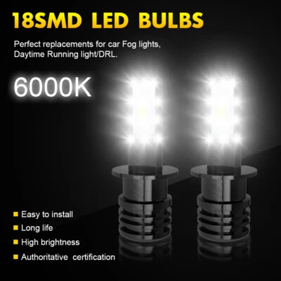 LED 6000K White Fog Light Bulbs Lamps For 1988-1999 Chevrolet C1500,Short & Fit - Image 1 of 4