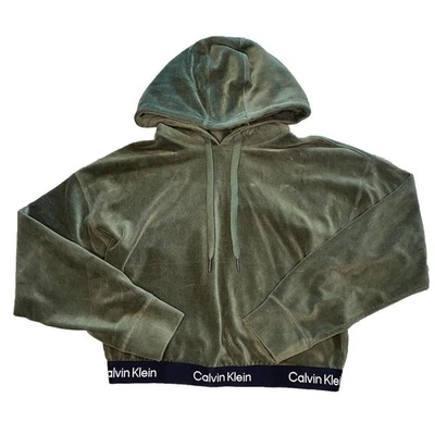 Sudadera con capucha recortada de pana verde talla mediana Calvin Klein Performance Foto 1 de 4