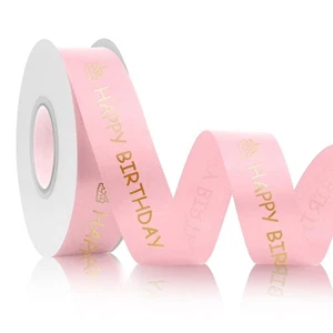 Happy Birthday Band für Blumenstrauß 25 Yards Weiß Band 1 Zoll Rosa Geburtstag R... - Bild 1 von 7