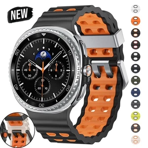 Two-Tone Sport Silicone Band For Samsung Galaxy Watch Strap 8 Classic /8 40 44mm - Picture 1 of 38