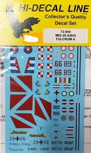 Hi-Decal Line HDL 72-044 MiG-29 A/B/G Fulcrum A 1/72 scale decals - Bild 1 von 1