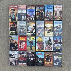 Lot of 33 Western VHS Movies – John Wayne, Clint Eastwood, Dudes - Picture 1 of 24