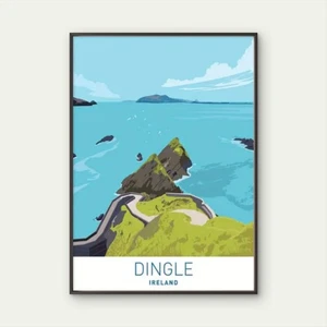 Póster de viaje océano paisaje costero Dingle Peninsula Irlanda impresión arte de pared - Imagen 1 de 3