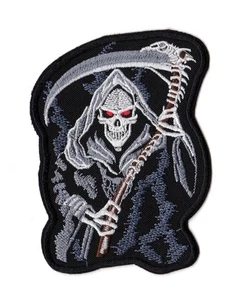 Grim Reaper Patch | Skull Skeleton Scythe Biker Gang Motorcycle Club Scary Logo - Picture 1 of 2