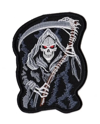 Grim Reaper Patch | Skull Skeleton Scythe Biker Gang Motorcycle Club Scary Logo - Image 1 of 2