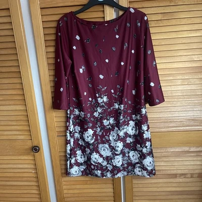 Primark Women's Floral Knee-Length Dress Long Sleeve, Size 12 - Image 1 of 4
