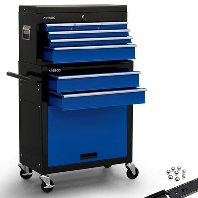 AREBOS carrello da officina carrello portautensili cassetta attrezzi 9 scomparti