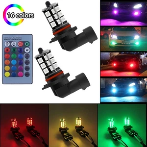 2x 9005 HB3 Multi-Color RGB LED Fog Light DRL Bulbs Remote Control Plug and Play - Picture 1 of 9