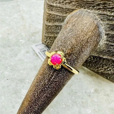 Anillo Kendra Scott Hot Rosa Kyocera Ópalo Susie Oro Banda Talla 6 Foto 1 de 4