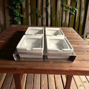 OGGI Square Serving Dishes Metal Base Set of 4 Ceramic (J5) - Picture 1 of 10