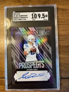 2024 Leaf Heroes & Prospects Jaxson Dart Auto Purple SP 7/10 SGC 9.5 - Picture 1 of 2