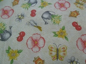 Unwashed Cotton Fabric Watering Can Birdhouse Butterfly Craft Quilt Flowers - Picture 1 of 1