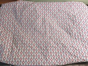 Pottery Barn Kids Nautical Fitted Sheet Crib or Toddler Bed Anchors Life Buoys