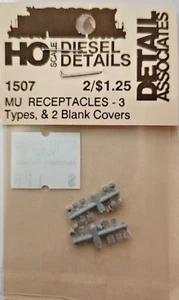 HO Scale Detail Associates 1507 MU Receptacles 3 Types & 2 Blank Covers Plastic - Picture 1 of 1