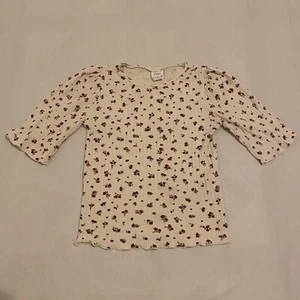 Zara Ivory Floral Print Stretch Short Sleeve Top Girls Size 11-12 cm 152 - Picture 1 of 10