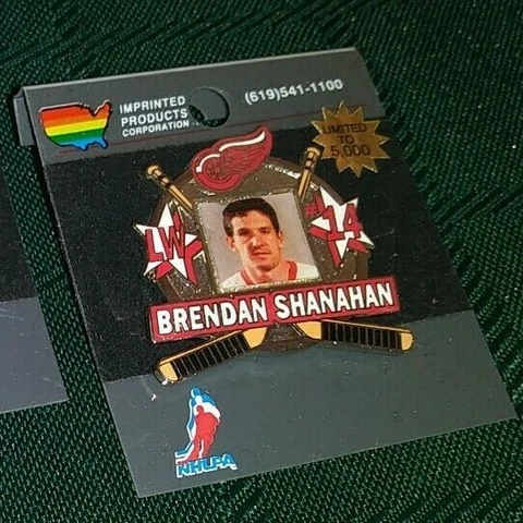 NHL BRENDAN SHANAHAN DETROIT RED WINGS #14 JERSEY IMPRINTED PRODUCTS PIN RARE A Cover