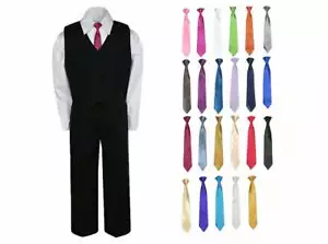 Hermosala Baby Toddlers Boys Wedding Birthday Formal Black Vest Set + Color Tie - Picture 1 of 18