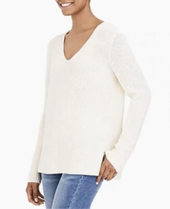 New J. Crew Mercantile Ivory V-Neck Knit Sweater Size Small  - Picture 1 of 4