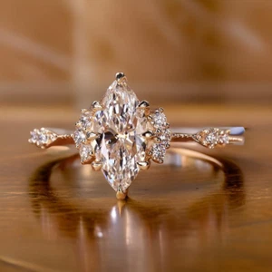 Vintage Style Inspired Engagement Ring, 2.0 CT Marquise Cut moissanite Ring - Picture 1 of 3