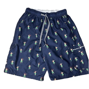 Beverly Hills Polo Club Blue Hula Print Brief Lined Swim Board Shorts Men's Sz S - Picture 1 of 7