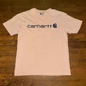 Men’s Carhartt Peach Coral T Shirt Big Spell Out Logo Model K195 Sz M Loose Fit - Picture 1 of 4