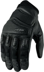 Icon Superduty 2 Leder kurze Sommer Motorrad Motorrad Handschuhe - schwarz - Bild 1 von 2