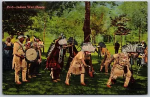 De colección Nativo Americano Indio Guerra Danza Ceremoial Tambores Años 40 Lino Postal - Imagen 1 de 2