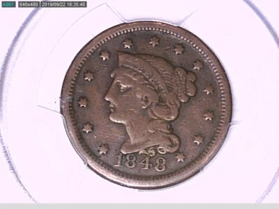 1848 Large Cent PCGS VF 20 27870912 Video - Image 1 of 4