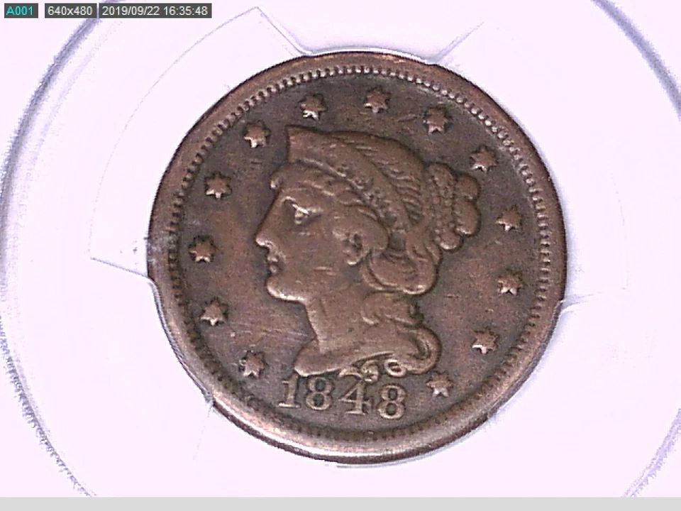 1848 Large Cent PCGS VF 20 27870912 Video - Image 1 of 4