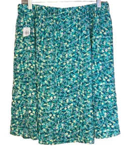 Old Navy Womens  Plus Size 2X Green Yellow Floral Skirt Elastic Waist Y2K NWT - Picture 1 of 8