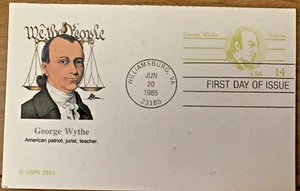 FDC US 1979 #UX108 George Wythe Post Card Fleetwood Cachet - Picture 1 of 1