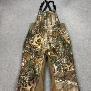 RealTree Dungarees Womens Small 32x30 Brown Camo Lined Bib Hunting Overalls Lady - Picture 1 of 13