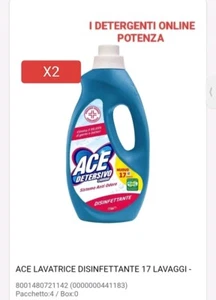 ACE DETERSIVO IGIENIZZANTE 17 LAVAGGI 935ML PER BUCATO DISINFETTANTE 2 PEZZI - Foto 1 di 1