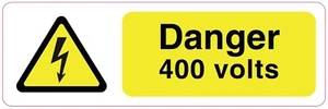 DANGER 400 VOLTS Sign Sticker Vinyl Health and safety 300mm x 100mm - Picture 1 of 1