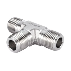 FITOK 316 SS Instrumentation Pipe Fitting Tee 1/2" Male NPT 7700 psi, SS-PMT-NS8 - Picture 1 of 3