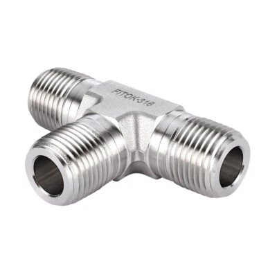 FITOK 316 SS Instrumentation Pipe Fitting Tee 1/2 Male NPT 7700 psi, SS-PMT-NS8 - Image 1 of 3