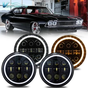 4pcs 5.75" 5-3/4" H5001 H5006 LED Headlights Halo Angel Eye for Ford LTD Custom - Picture 1 of 11