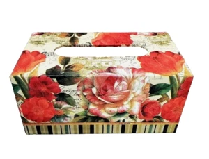 Handgefertigte Decoupage Holz Stoffbox Abdeckung-Paris-Blumen-Wohnkultur - Bild 1 von 8