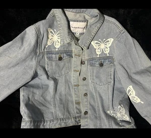 The Folio Boutique Butterfly Denim Jacket Girls XL - Picture 1 of 3