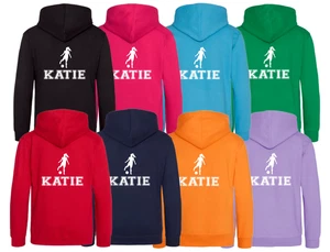 Personalised Girls Football Hoodie, Custom Name Printed Hooded Sweatshirt - Picture 1 of 13
