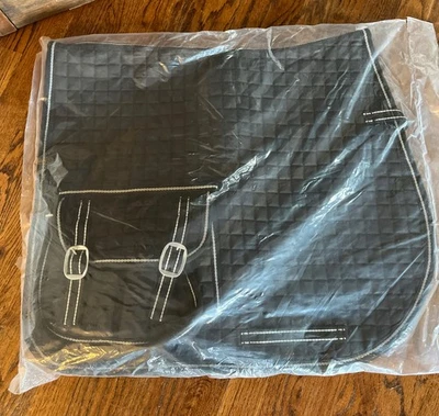 Challenger Horse English Black Quilted All-Purpose Saddle Pad Pockets 7269 Full - Image 1 of 4