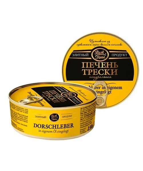 6 x 230g Dorschleber in eigenem Öl eingelegt BEST TIME Fisch Leber печень трески