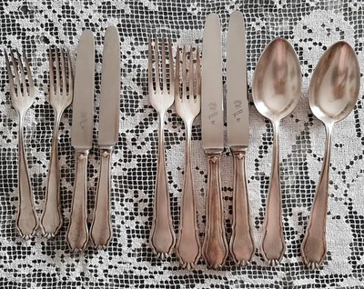 Antiche VINTAGE  servizio di 10 posate placcate argento 800 PUNZONATE  - Immagine 1 di 4