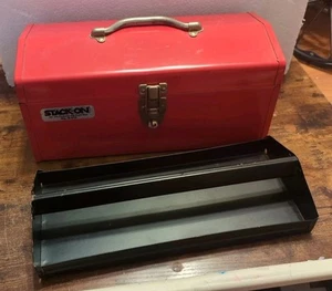Stack-On 16" Red Metal Mechanics Toolbox w/ Tray R-516 Hip Roof Box Portable - Picture 1 of 11